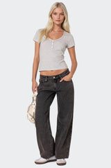 Petite Raelynn Washed Low Rise Baggy Jeans