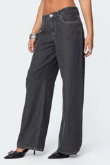 Pinstripe Low Rise Baggy Jeans
