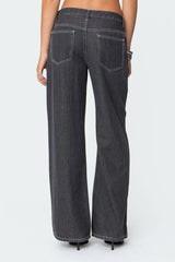 Pinstripe Low Rise Baggy Jeans