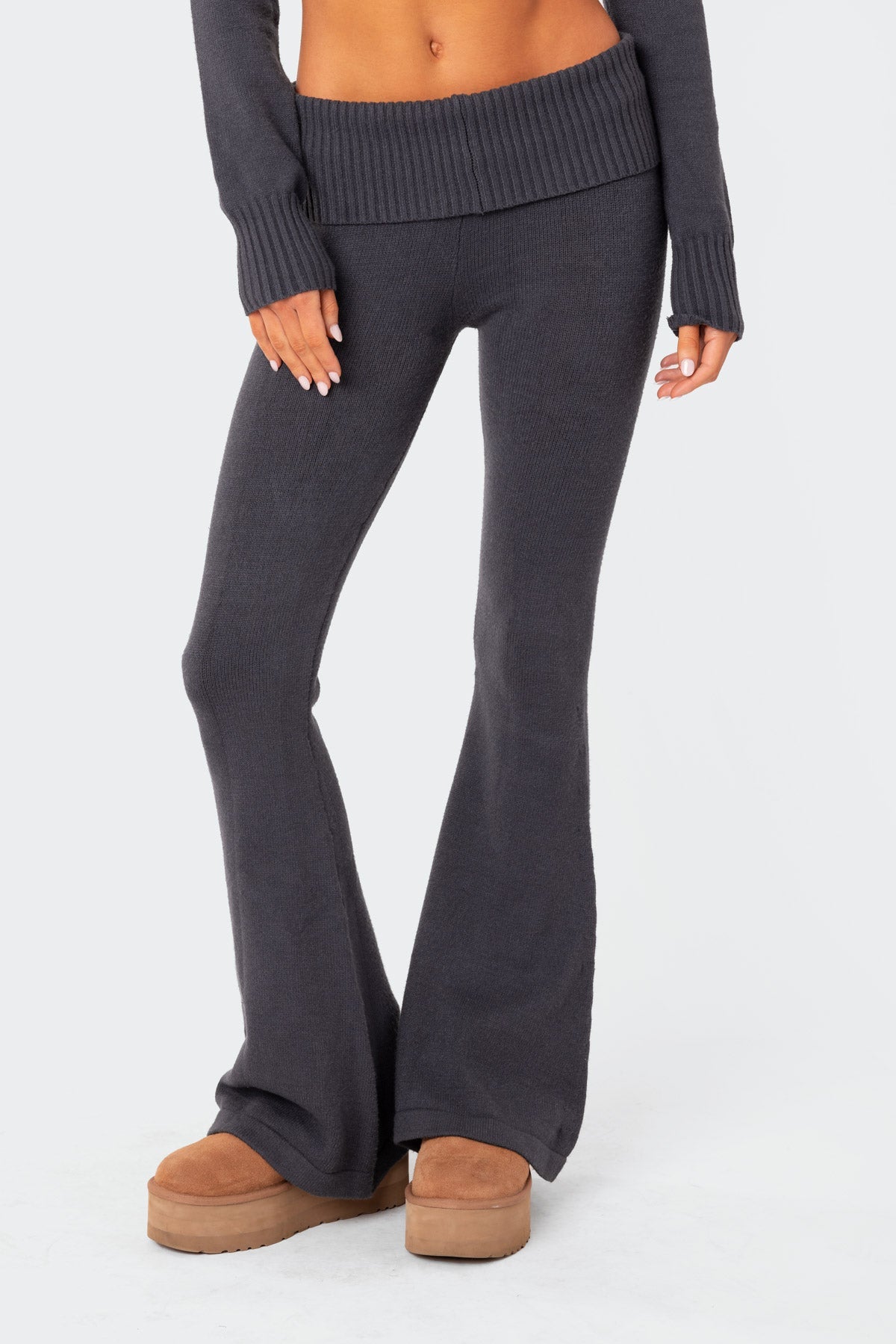 Desiree Knitted Low Rise Fold Over Trousers