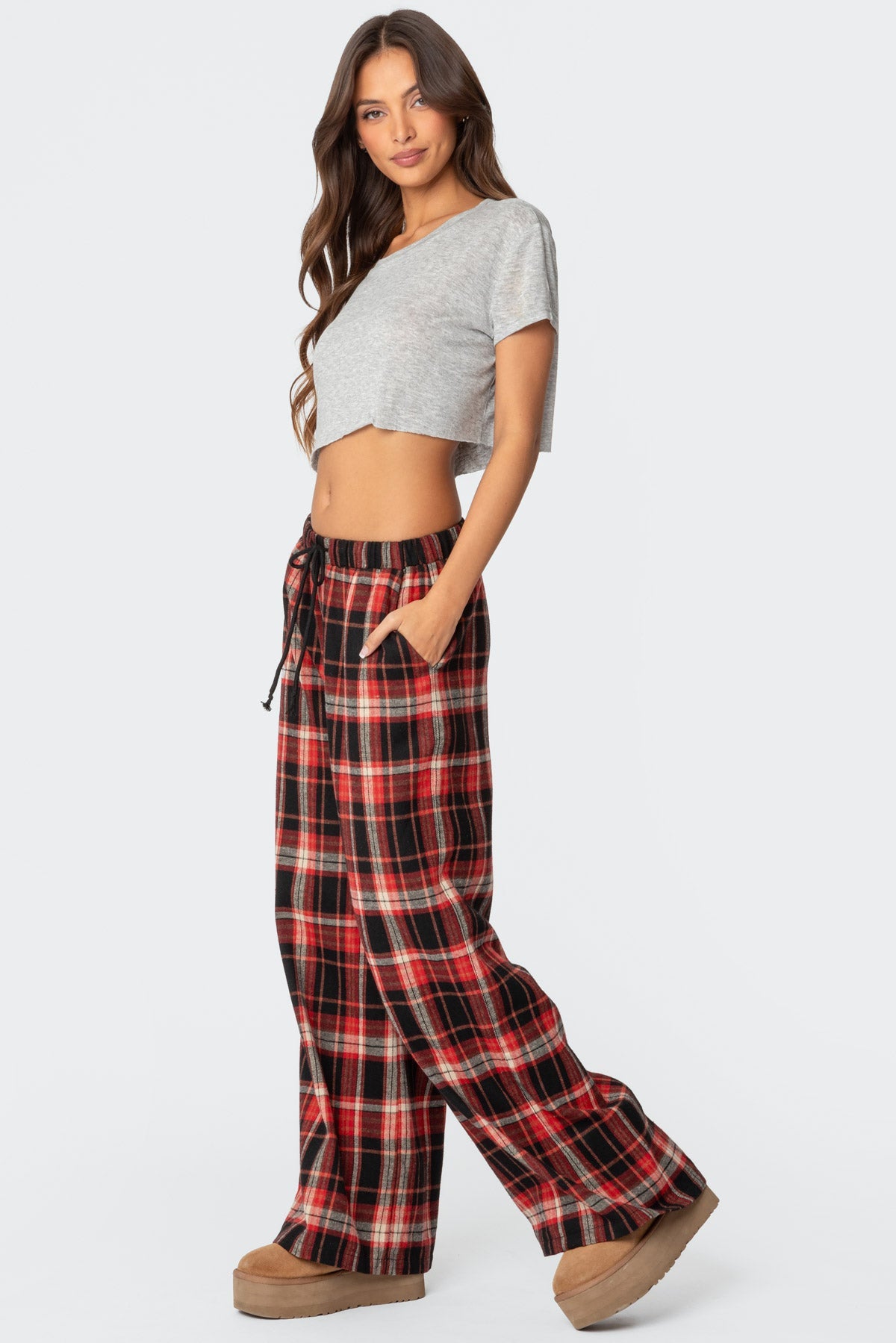 Lounge Around Plaid Wide Leg Trousers