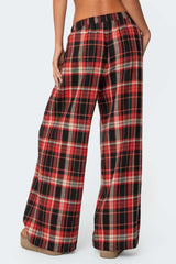 Lounge Around Plaid Wide Leg Trousers