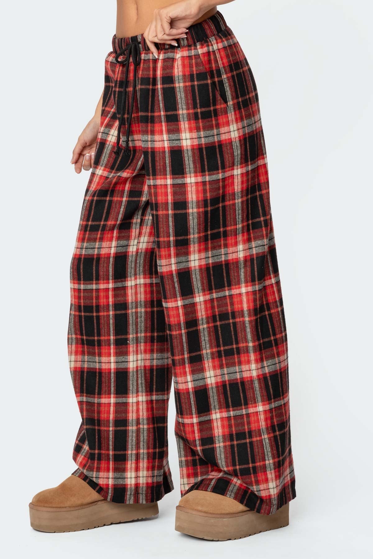 Lounge Around Plaid Wide Leg Trousers