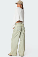 Lannah Textured Low Rise Baggy Jeans