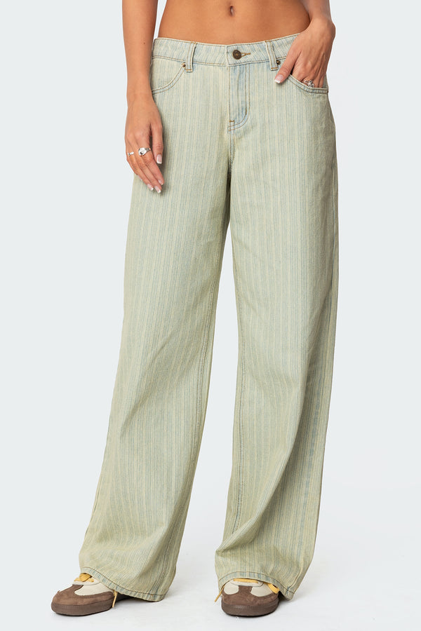 Lannah Textured Low Rise Baggy Jeans