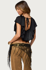 Deena Ruffled V Neck Top