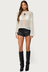 Charlise Open Knit Sequin Top