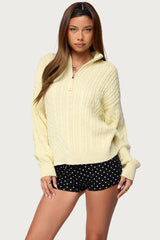 Sarie Cable Knit Quarter Zip Sweater