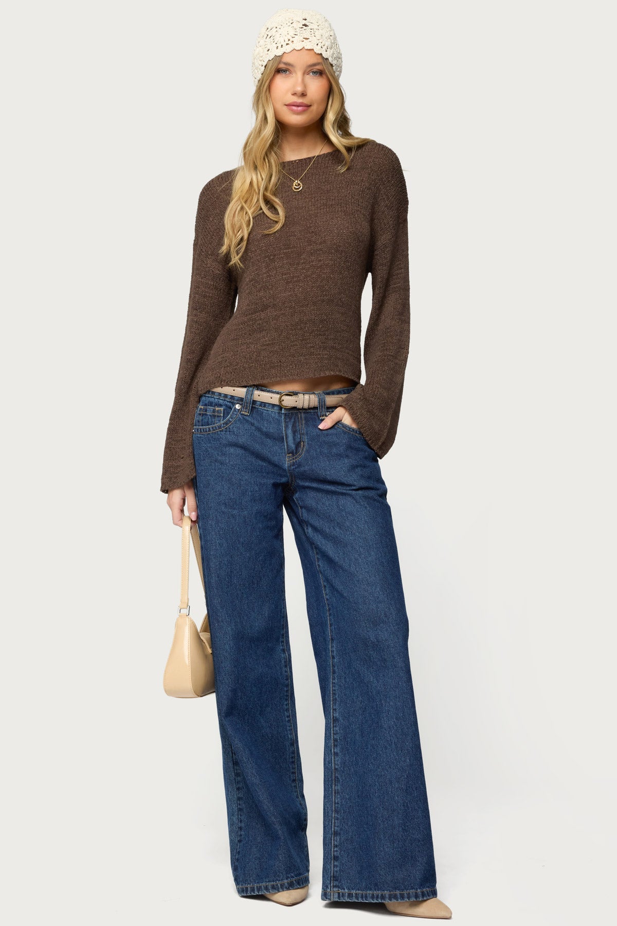 Drop Shoulder Light Knit Sweater