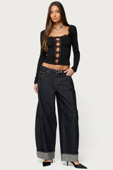 Zeya Lacey Keyhole Top