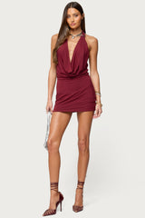 Dex Buckle Cowl Neck Mini Dress