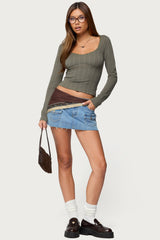 Beatrix Lacey Ribbed Top