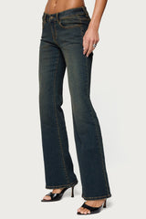 Tez Vintage Washed Low Rise Bootcut Jeans