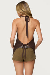 Ivey Backless Crochet Halter Top