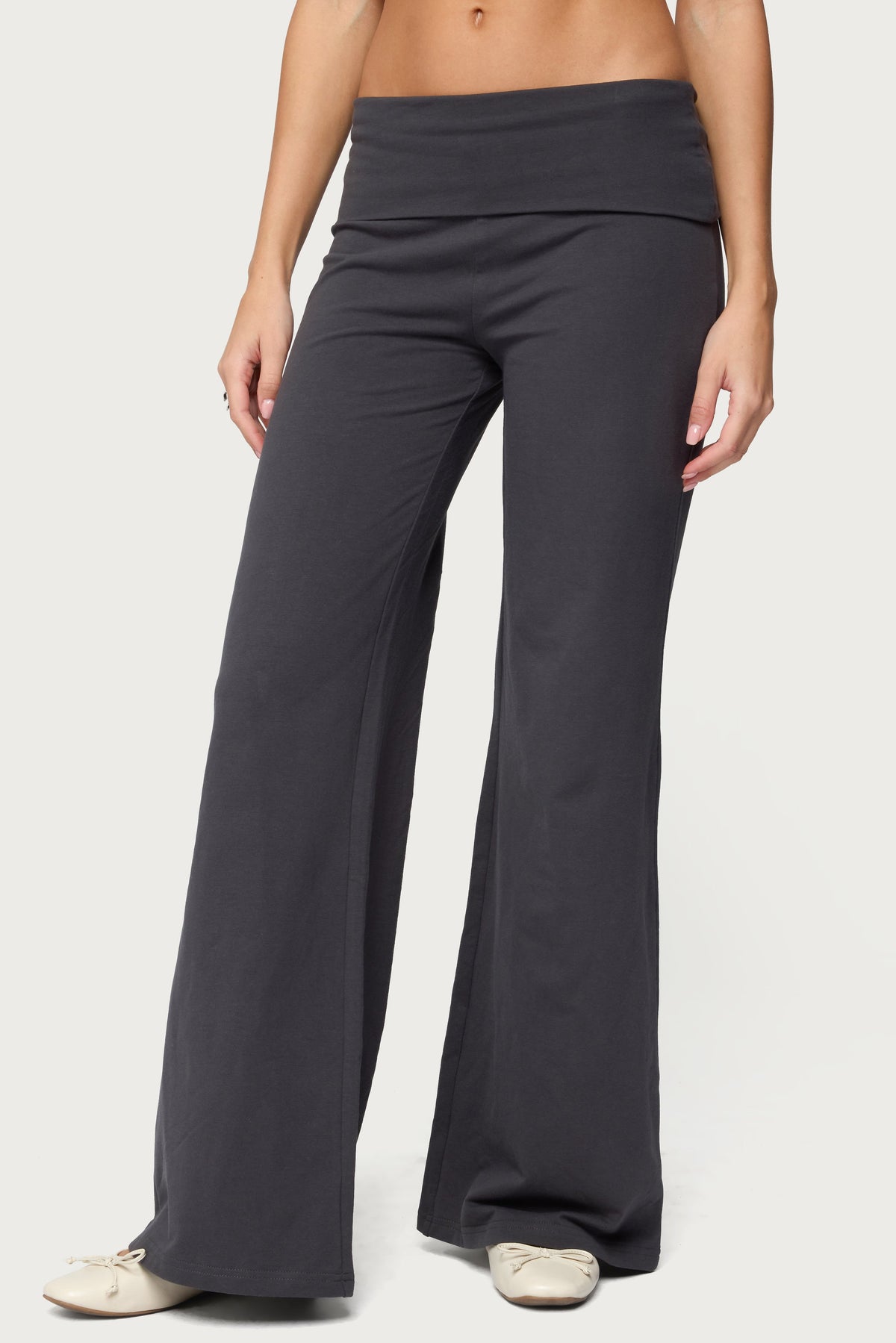 Wide Leg Foldover Trousers