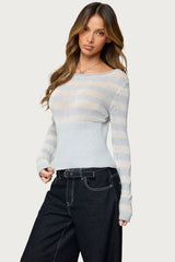 Cornella Boat Neck Striped Knit Top