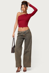 Mila Asymmetric Backless One Shoulder Top