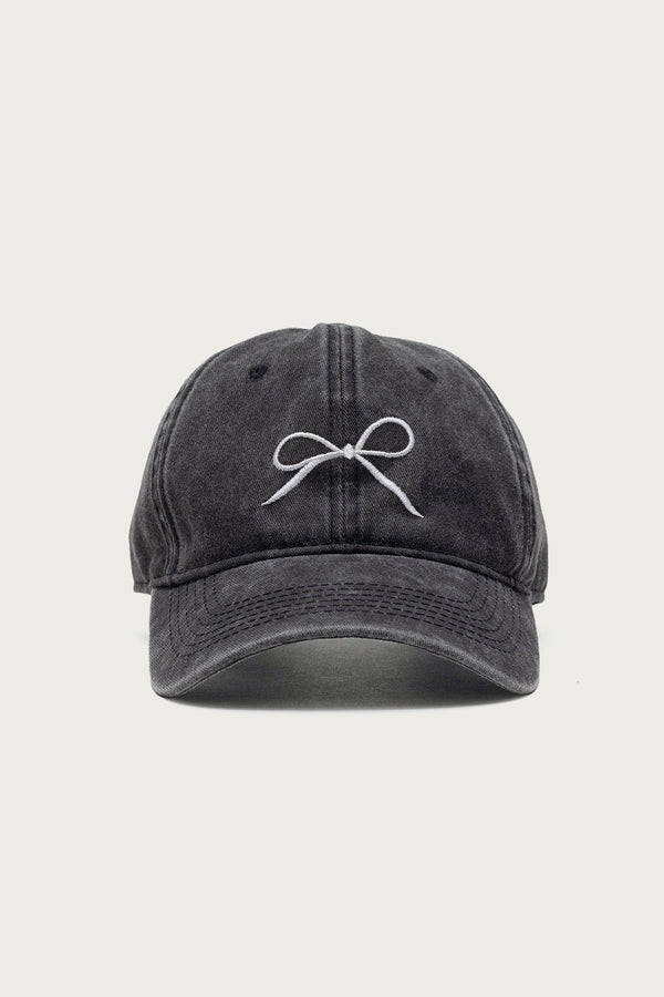 Embroidered Bow Washed Baseball Cap view 2
