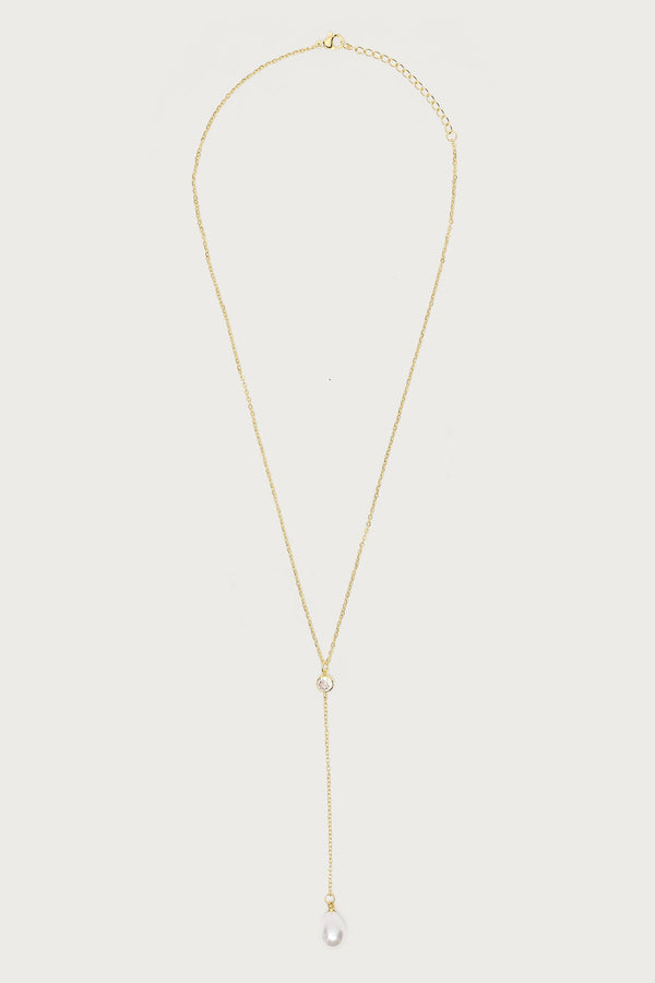 Cascading Pearly Rhinestone Necklace