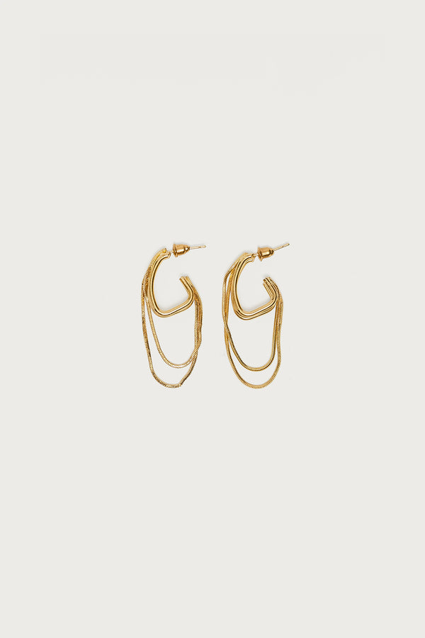 Dangling Chain Hoop Earrings