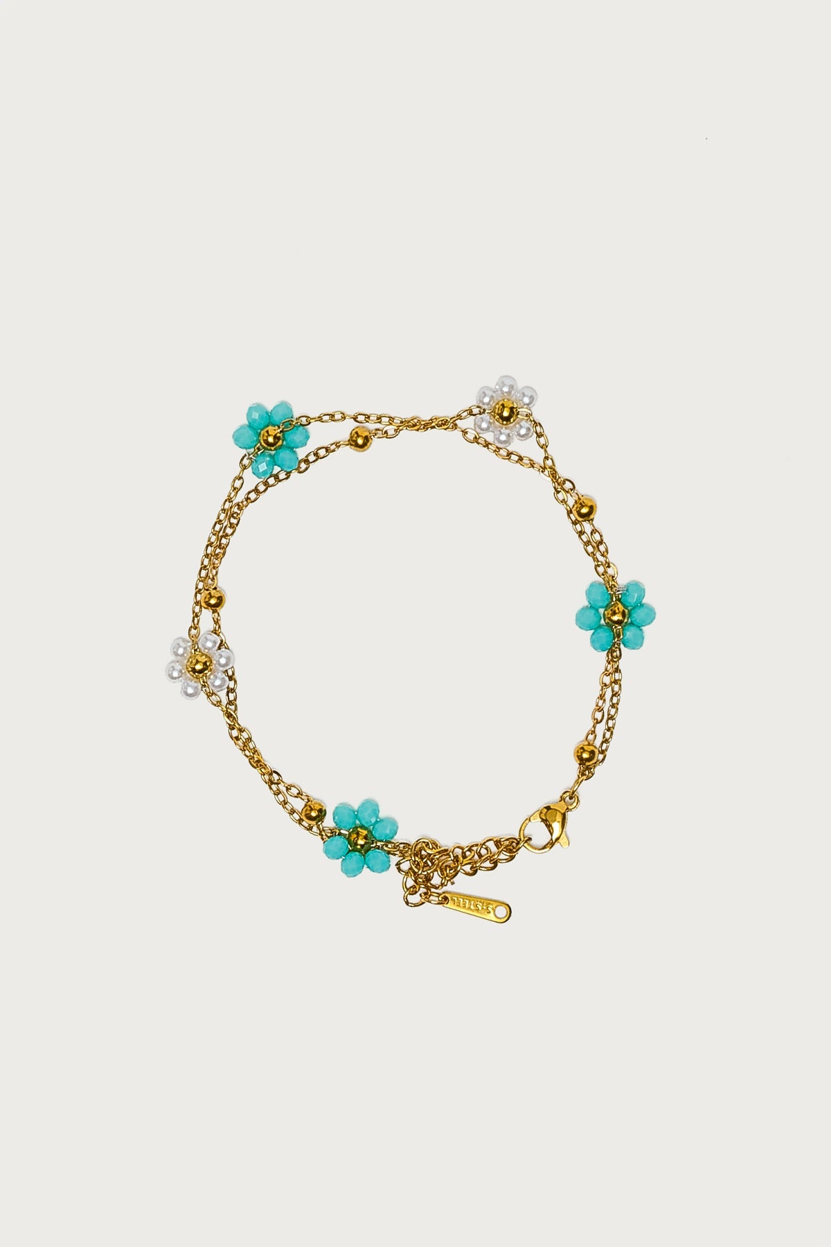 Flower Bead Double Chain Bracelet