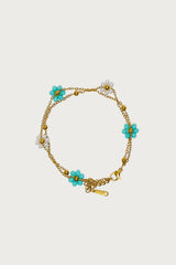 Flower Bead Double Chain Bracelet