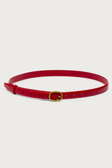 Oval Buckle Faux Leather Belt
