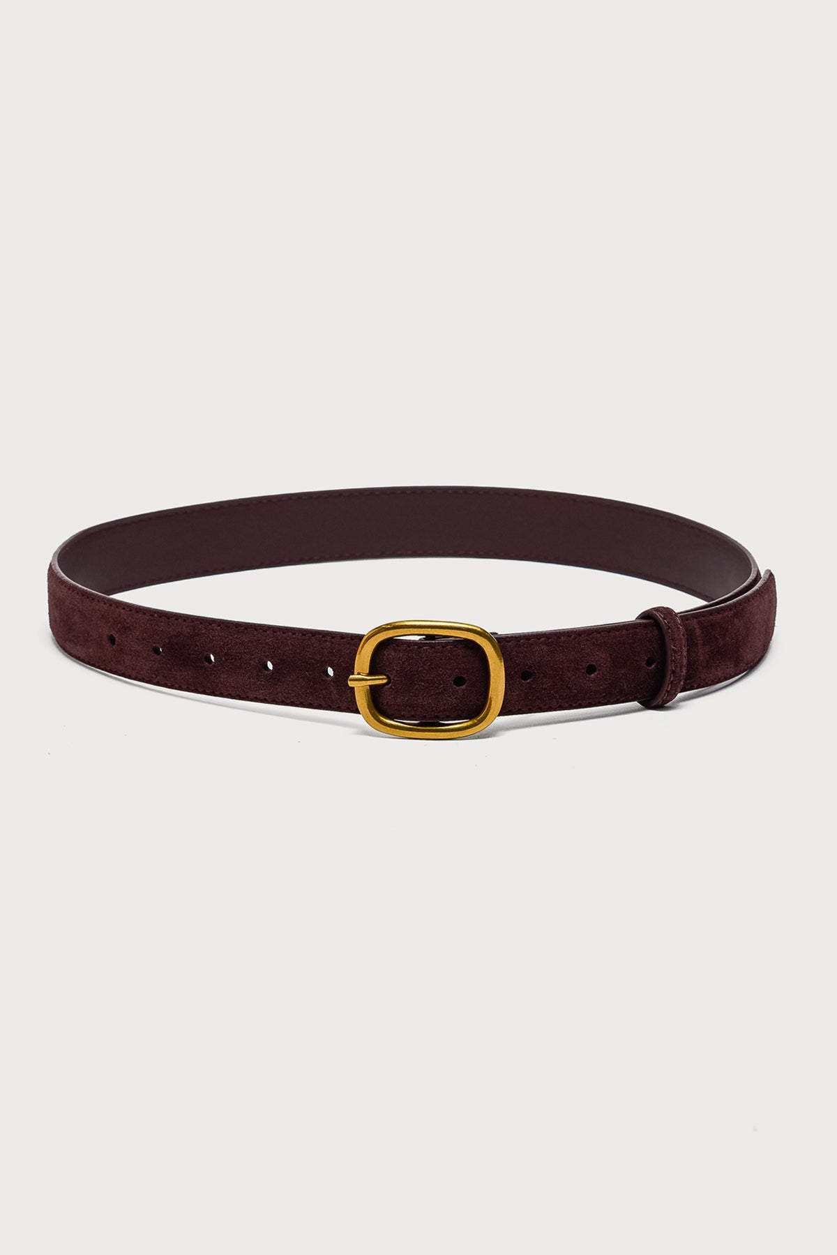 Oval Buckle Faux Suede Belt