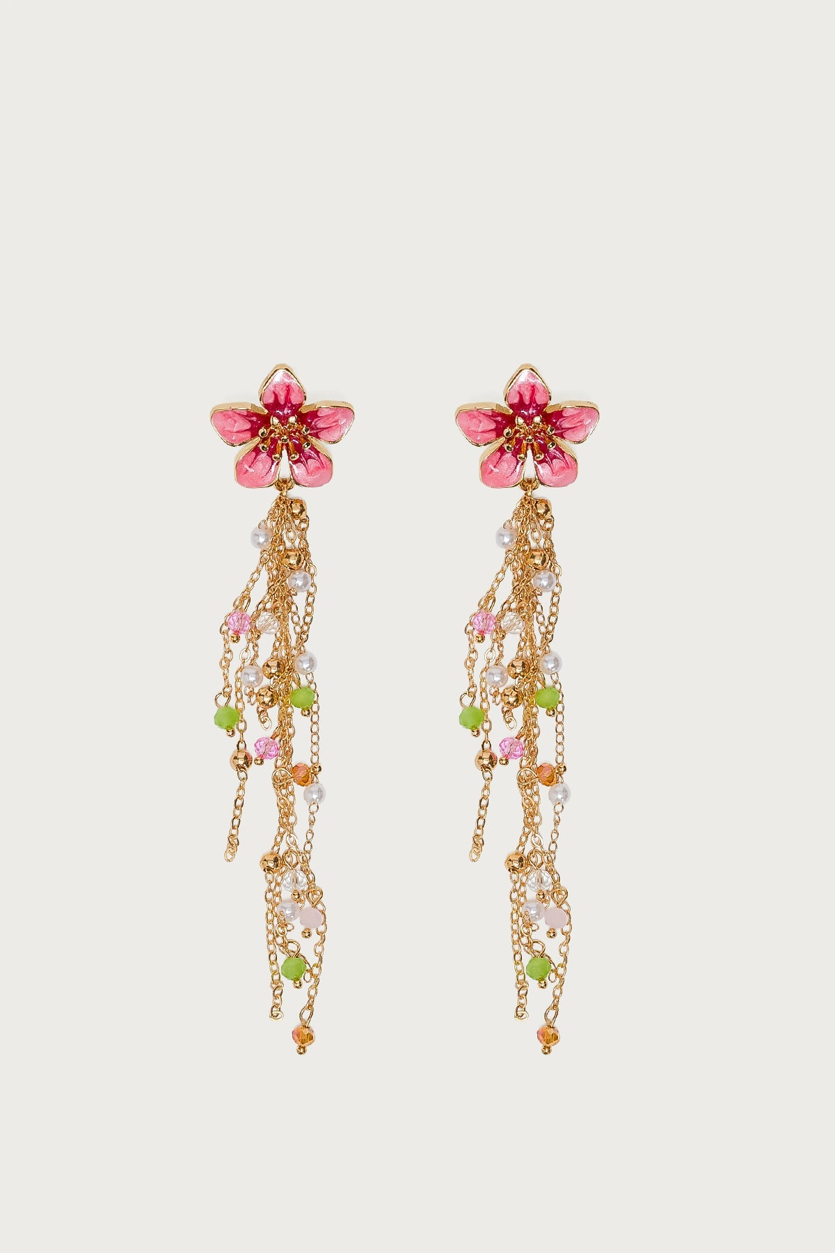 Flower Beaded Dangle Earrings