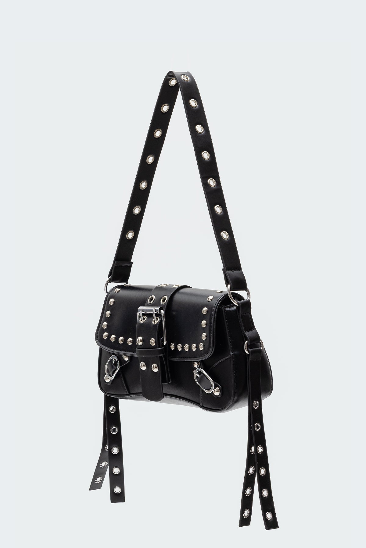 Stud & Buckle Faux Leather Bag