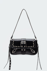 Stud & Buckle Faux Leather Bag