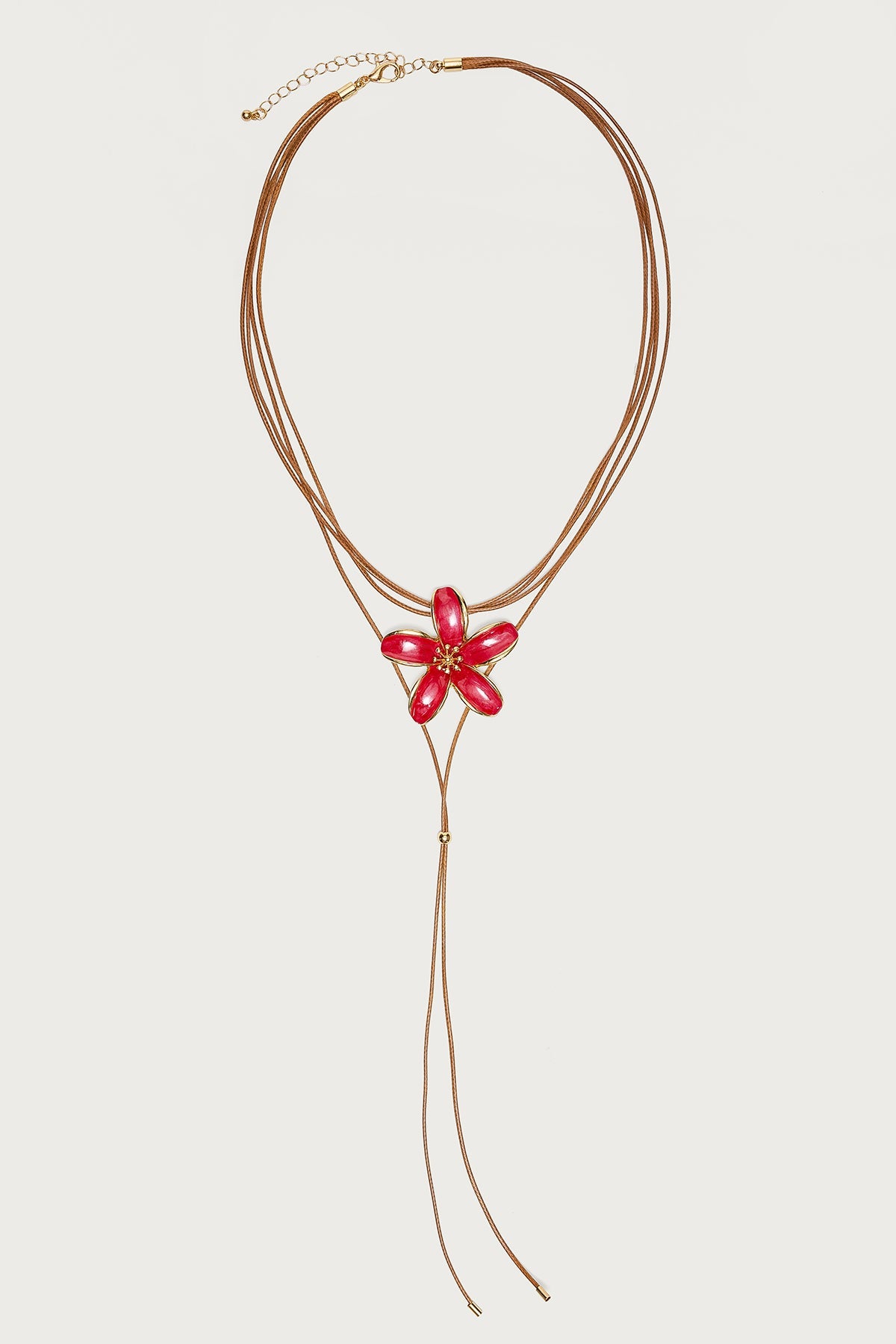 Hibiscus Faux Suede Cascading Necklace
