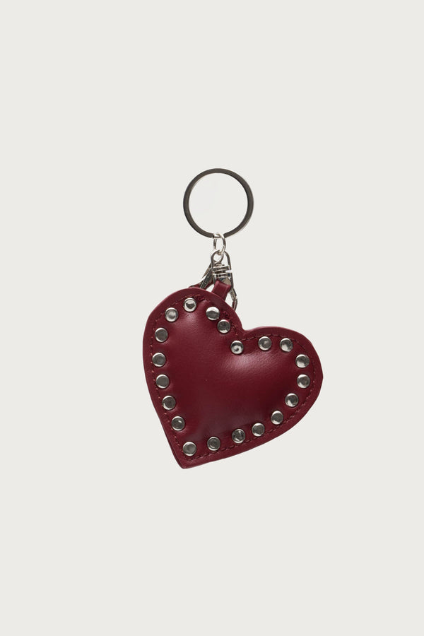 Heart Studded Faux Leather Bag Charm