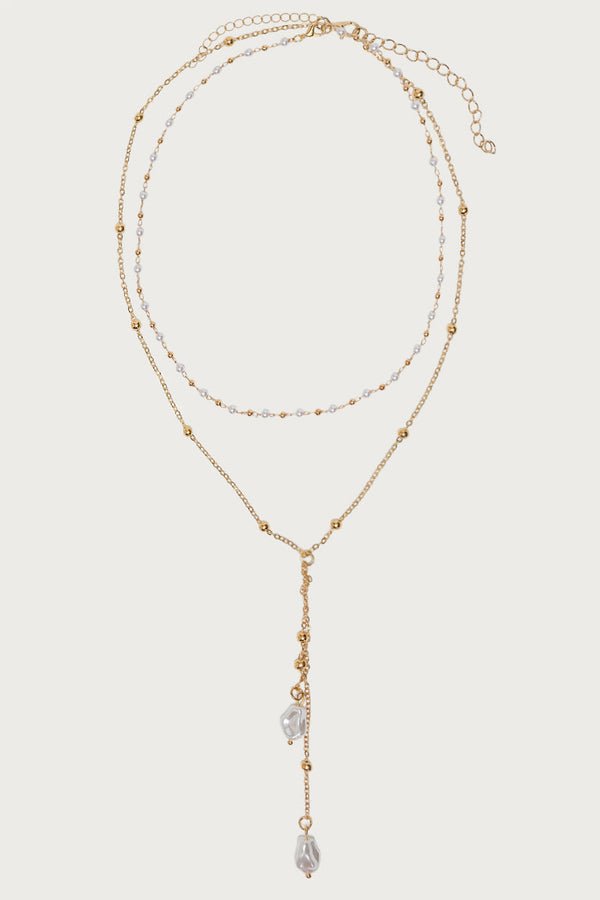 Faux Pearl Cascading Necklace Set