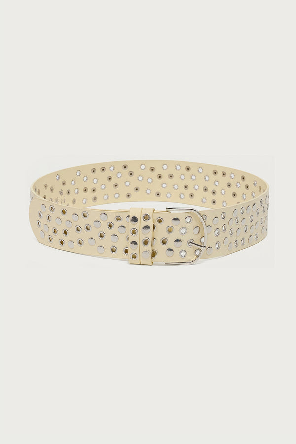 Studded Grommet Faux Leather Belt
