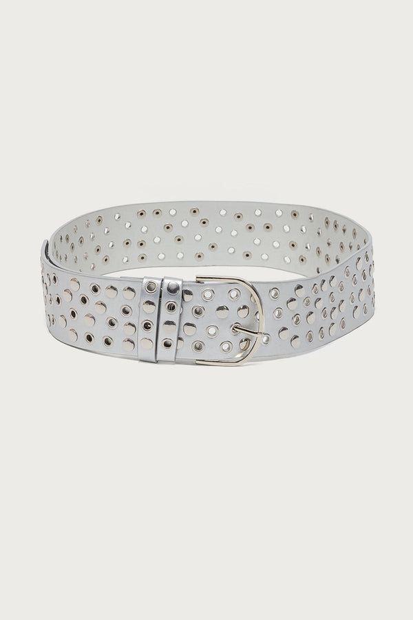 Studded Grommet Faux Leather Belt