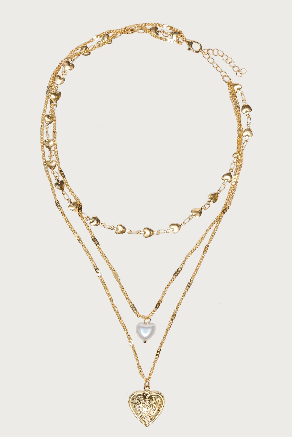 Love Heart Pearly Layered Necklace