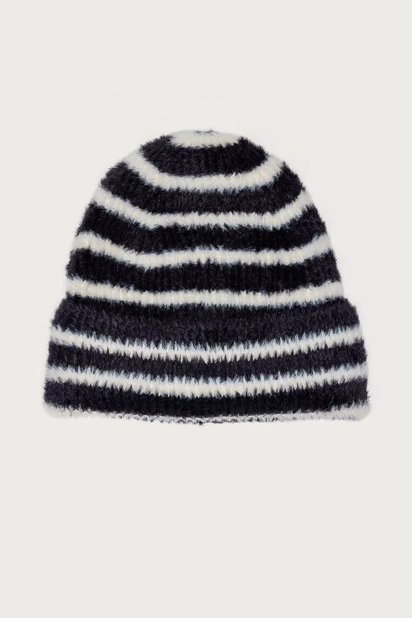 Striped Fuzzy Knit Beanie