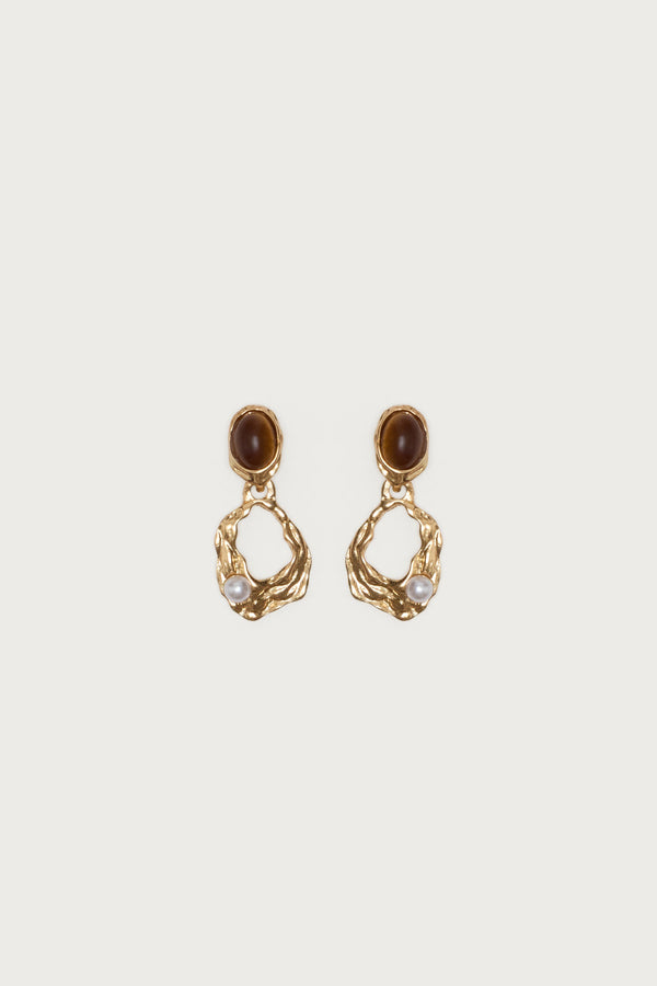 Faux Tiger Eye Abstract Earrings