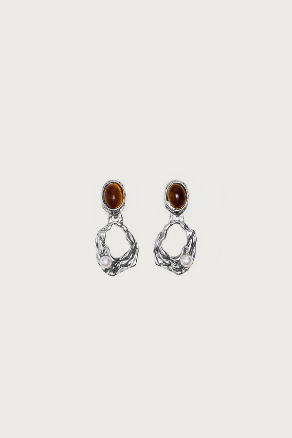 Faux Tiger Eye Abstract Earrings