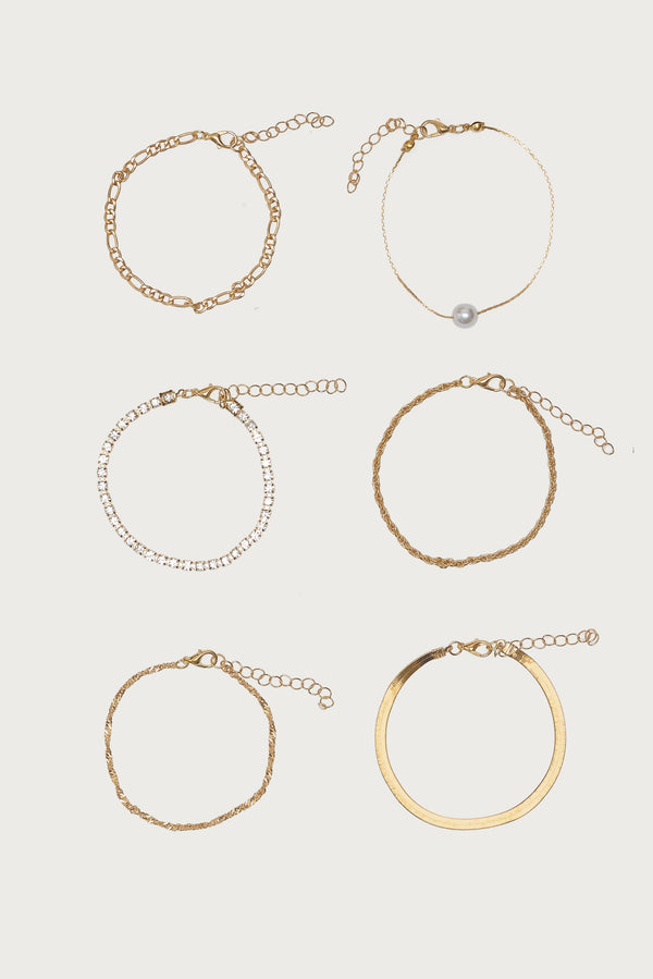 Faux Diamond & Pearl Chain Bracelet Pack