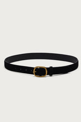 Oval Buckle Faux Suede Belt