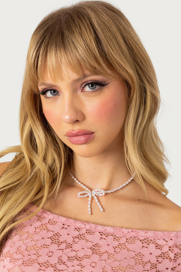 Pearl Bow Necklace view 1