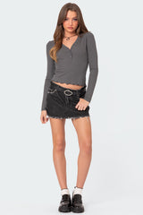 Emerson Button V Neck Top