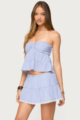 Dora Striped Linen Look Babydoll Top