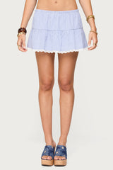 Dora Striped Linen Look Mini Skirt