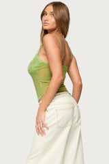 Azelia Beaded Sheer Mesh Top