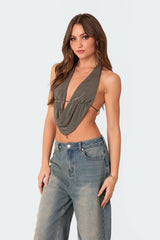 Scoop Neck Open Back Crop Top