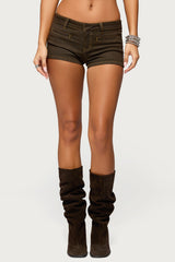 Alita Low Rise Denim Micro Shorts