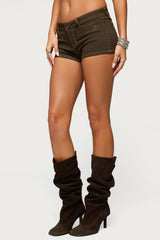 Alita Low Rise Denim Micro Shorts
